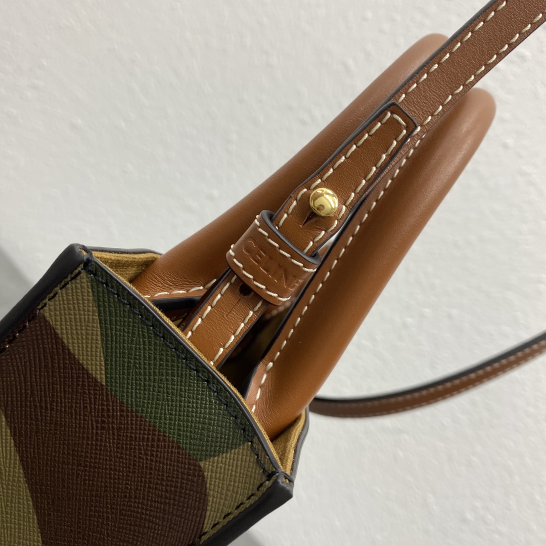 Celine Mini Vertical Cabas In Triomphe Canvas And Calfskin With Celine Print Camouflage 193302